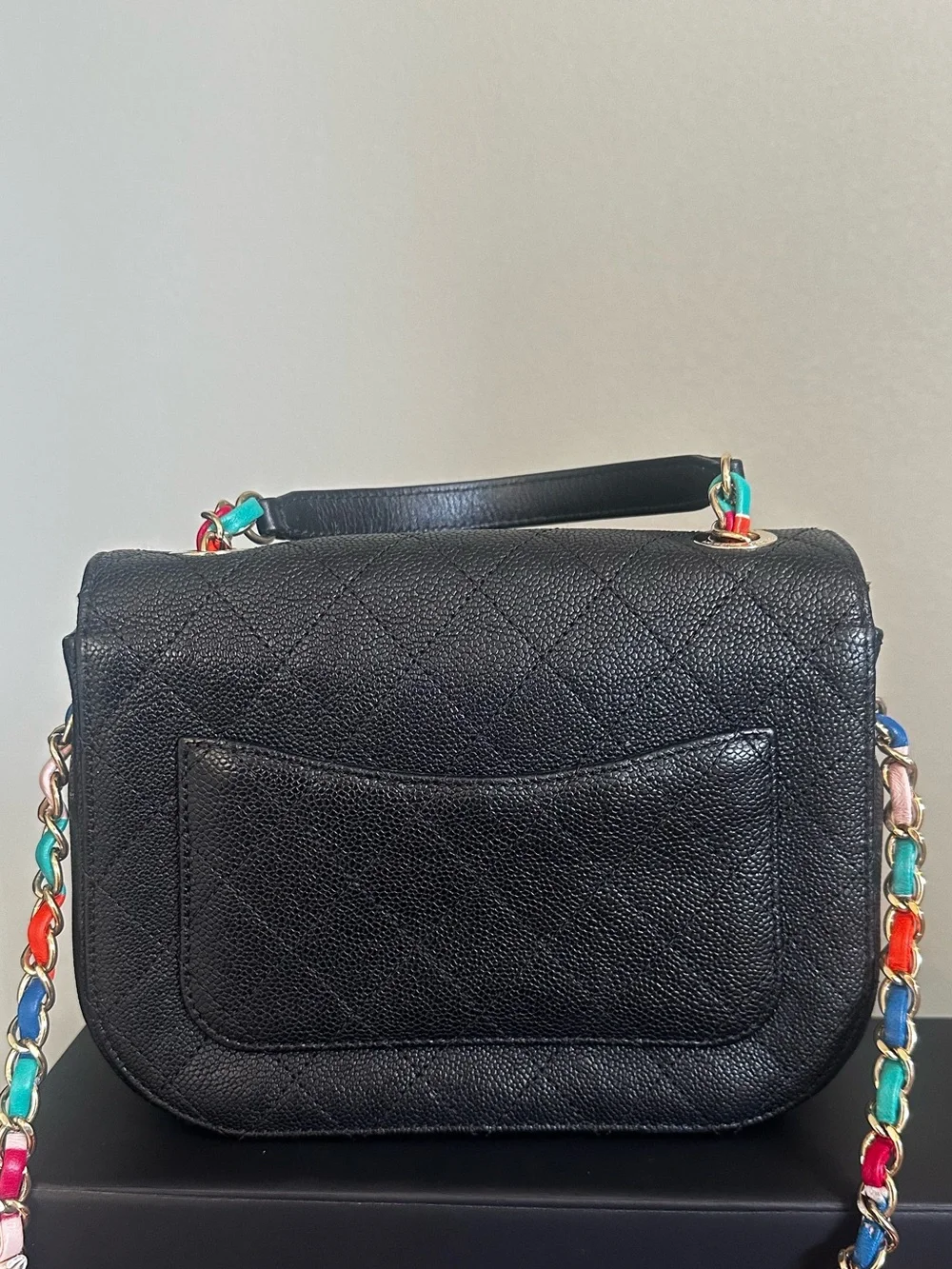 Chanel Black Quilted Caviar Leather “Paris-Cuba” Thread Around Flap Bag